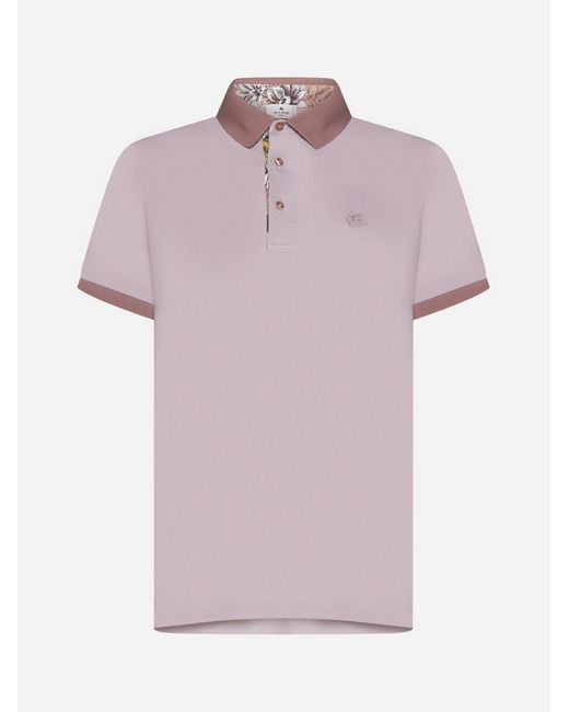 Etro Purple Logo Cotton Polo Shirt for men