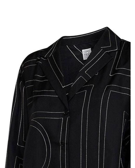 Totême Black Silk Pj Shirt Monogram