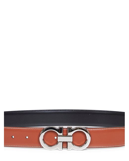 Ferragamo White Two-Tone Gancini Reversible Belt for men