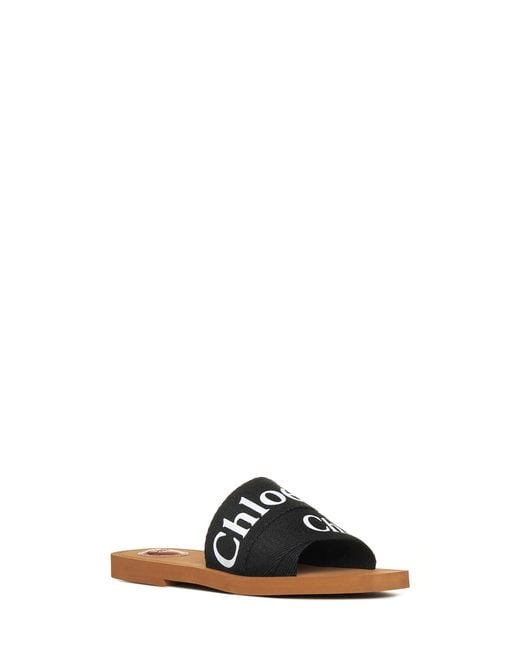 Chloé Multicolor Chloé Woody Linen Flat Sandals