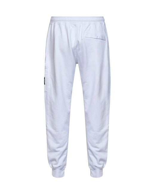 Stone Island Blue Organic Cotton Fleece Cargo Joggers for men