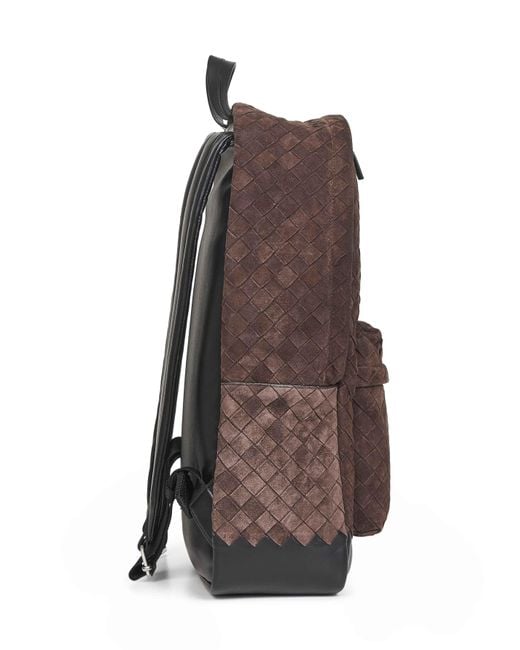 Bottega Veneta Brown Intrecciato Suede Backpack for men