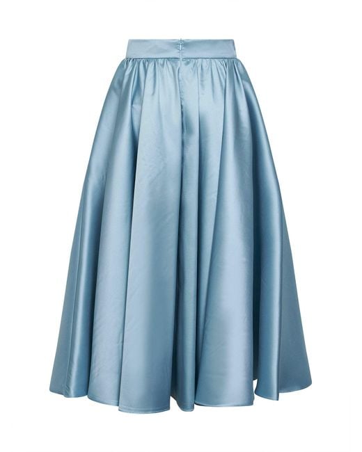 Blanca Vita Blue Powder Satin Geky Full Midi Skirt