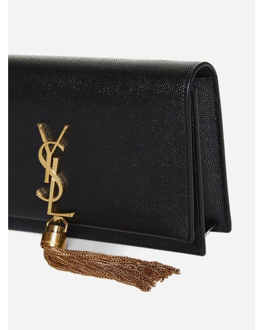 Saint Laurent Black Kate Leather Wallet On Chain Bag