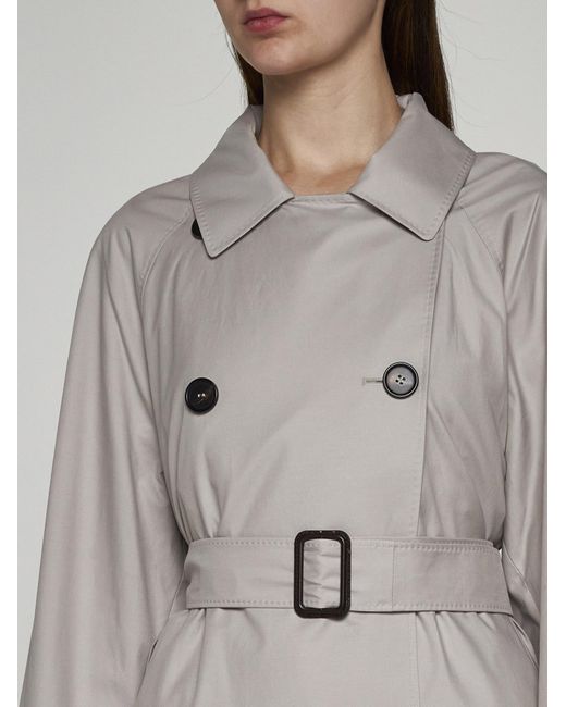 Max Mara The Cube Gray Cotton-blend Double-breasted Trench Coat
