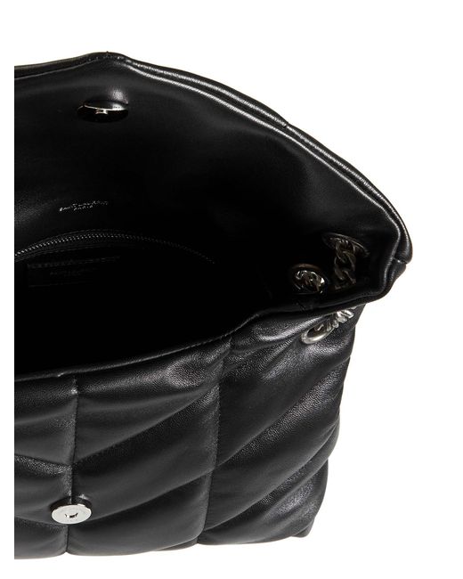 Saint Laurent Black Puffer Small Ysl Logo Quilted Leather Bag
