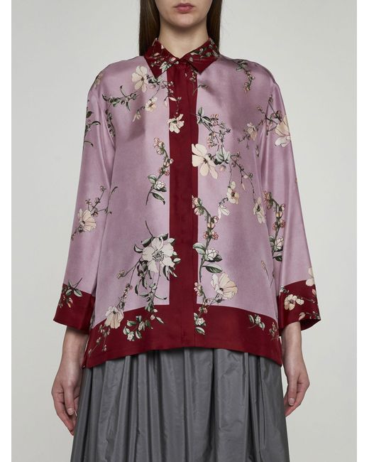 Max Mara Purple Fashion Print Silk Shirt