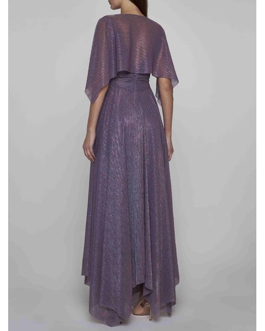 Talbot Runhof Purple Lame' Handkerchief Long Dress