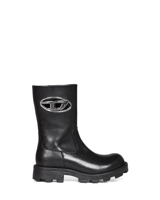 DIESEL Black D-Hammer Cut-Out Biker Boots