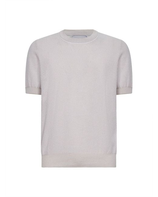 D 40 Gray Jacquard Cotton Knit Crewneck Sweater for men
