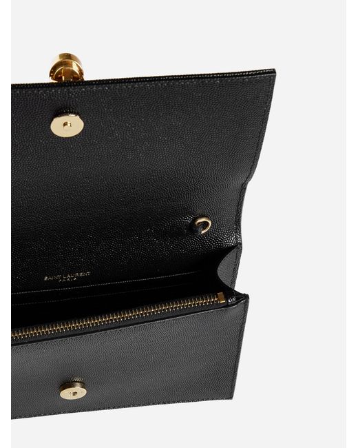 Saint Laurent Black Kate Leather Wallet On Chain Bag