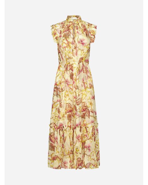 Zimmermann Metallic Matchmaker Print Viscose Midi Dress