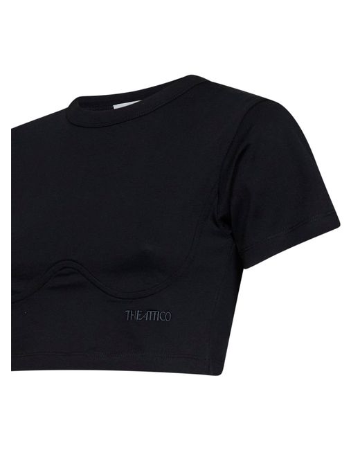 The Attico Black Cotton Jersey Cropped T-Shirt