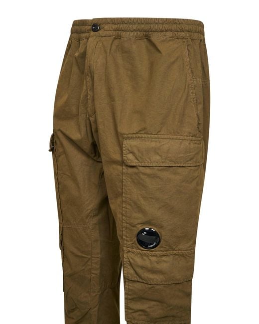 C P Company Green Microreps Regular Cargo Trousers for men