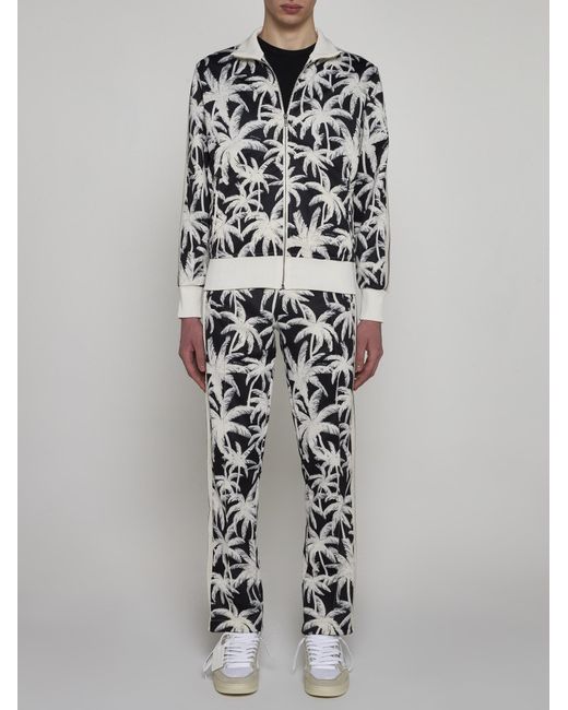 Palm Angels White All-over Palms Print Track Pants for men