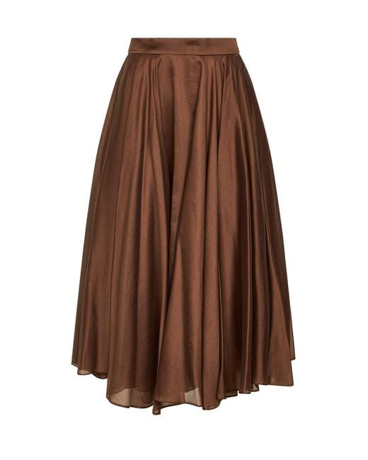 Blanca Vita Brown Chocolate Voile Gaudia Full Midi Skirt<Br