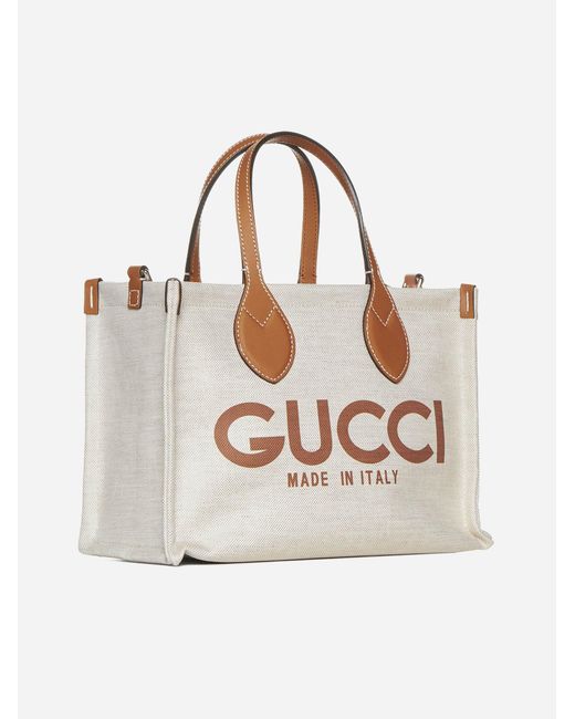 Gucci Natural Logo Canvas Tote Bag