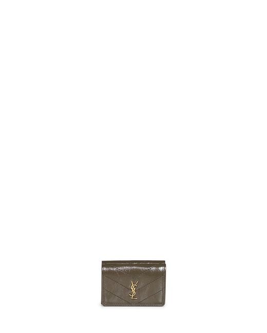 Saint Laurent White Niki Slim Tri-Fold Calf Leather Wallet <Br