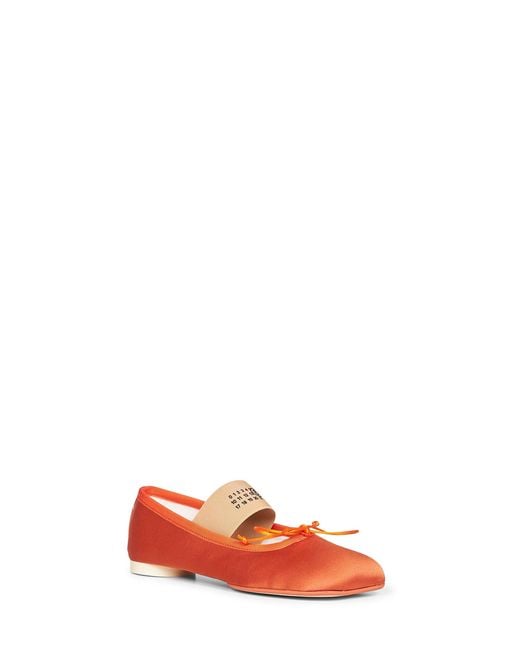 MM6 by Maison Margiela Blue Satin Anatomic Numeric Ballet Flats