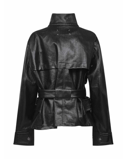 Maison Margiela Black Laminated Cotton Belted Jacket