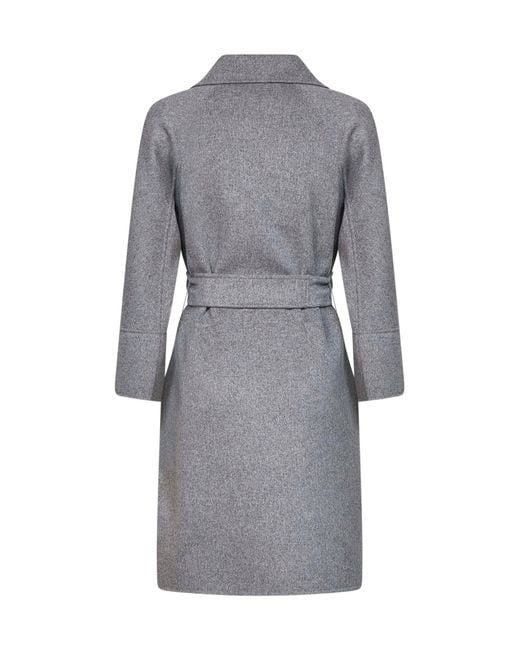 Max Mara Gray Melange Arona Short Belted Coat