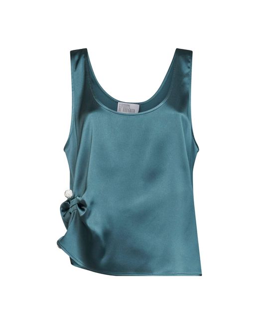 GIUSEPPE DI MORABITO Blue Oil Satin Draped Top