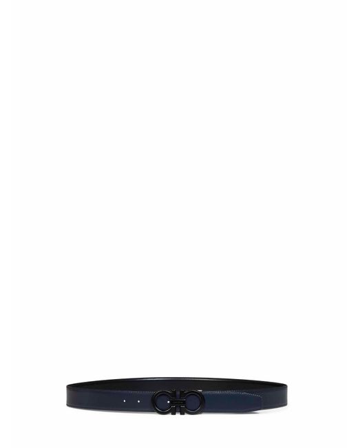 Ferragamo White Two-Tone Gancini Reversible Belt for men