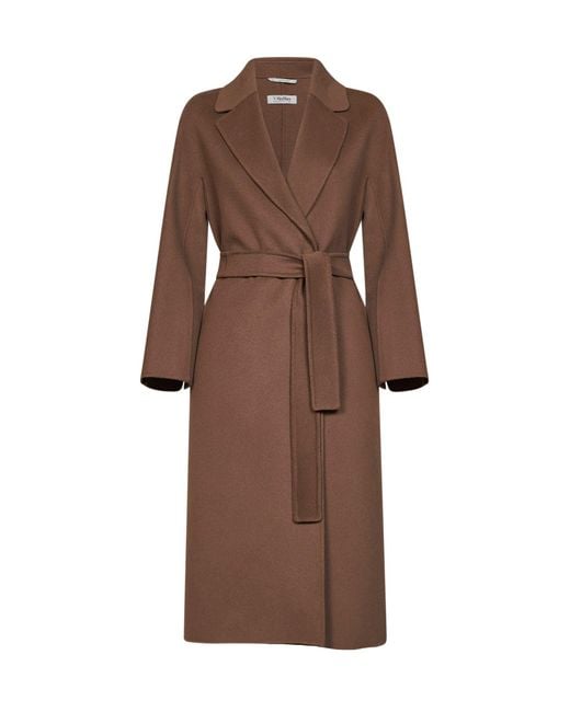 Max Mara Brown Mud Esturia Belted Midi Coat