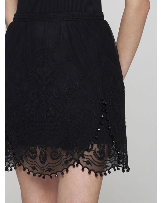 Isabel Marant Black Viny Lace Miniskirt