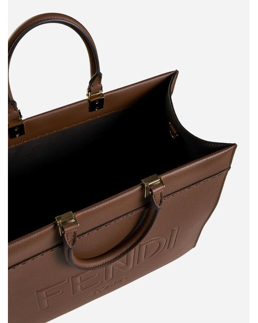 Fendi Brown Sunshine Leather Medium Tote Bag
