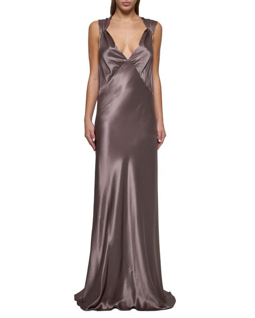 Saint Laurent Purple Satin Silk Gown