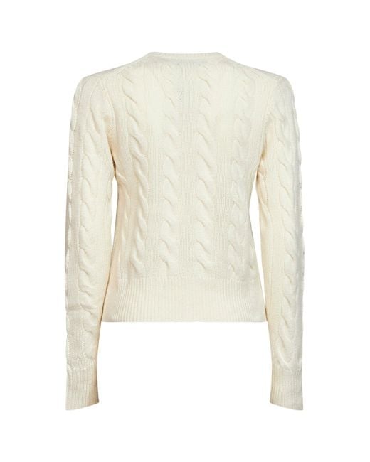 Polo Ralph Lauren White Authentic Cream Wool And Cashmere Cable Knit Cardigan