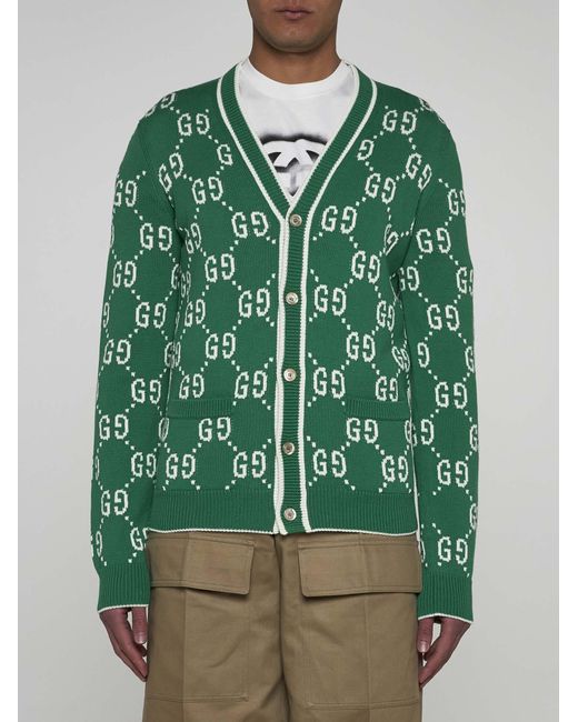 Gucci Green GG Cotton Cardigan for men