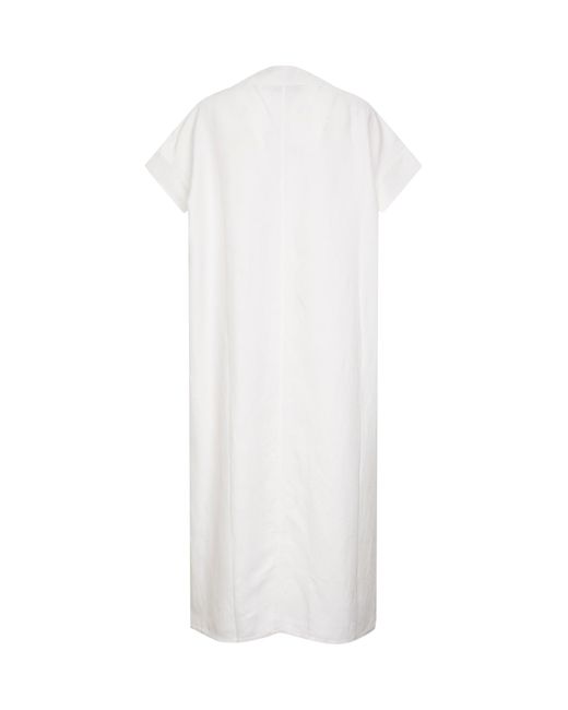 Studio Nicholson White Linen Blend Cley Midi Dress
