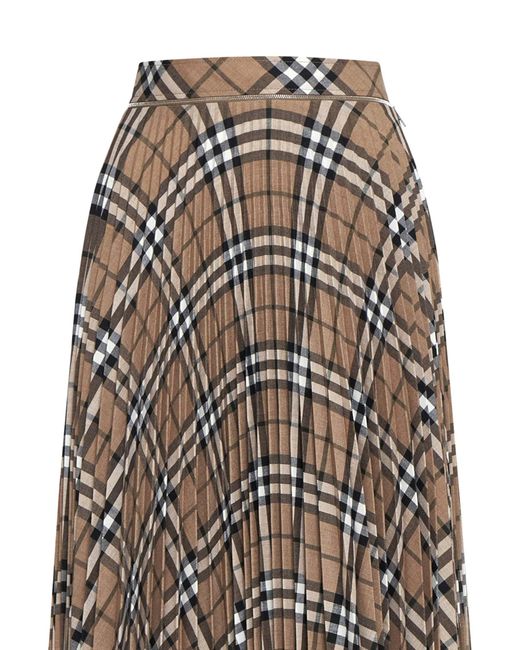 Burberry Multicolor Linden Check Wool Blend Pleated Skirt