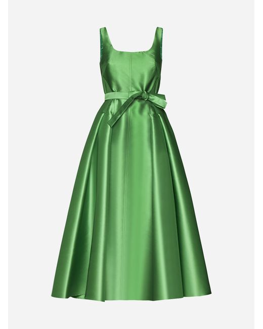 Blanca Vita Green Arrojado Satin Midi Dress