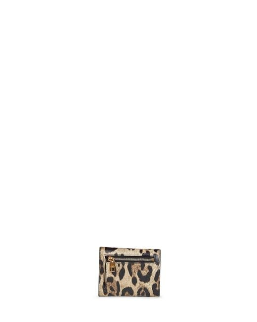Dolce & Gabbana Metallic Leopard-Print Dauphine Leather Wallet