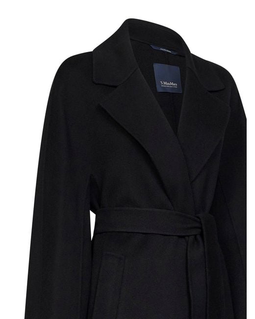 Max Mara Black Smmpenelope Long Wrap Coat