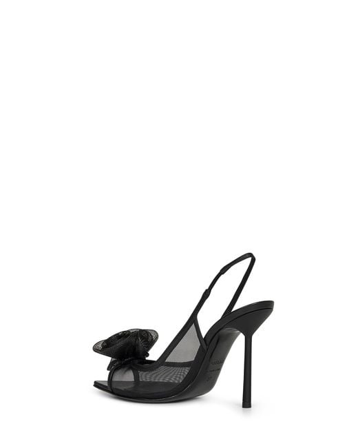 Le Silla Black Mesh Rose 100 Slingback Pumps