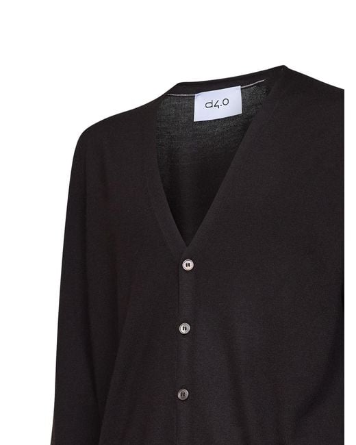 D 40 Black Virgin Wool Knit V-Neck Cardigan<Br for men