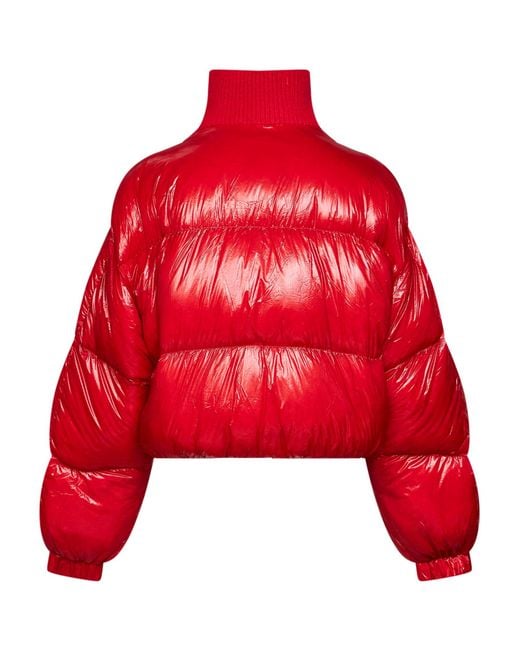 DIESEL Red Glossy Nylon W-Arrior Short Puffer Jacket