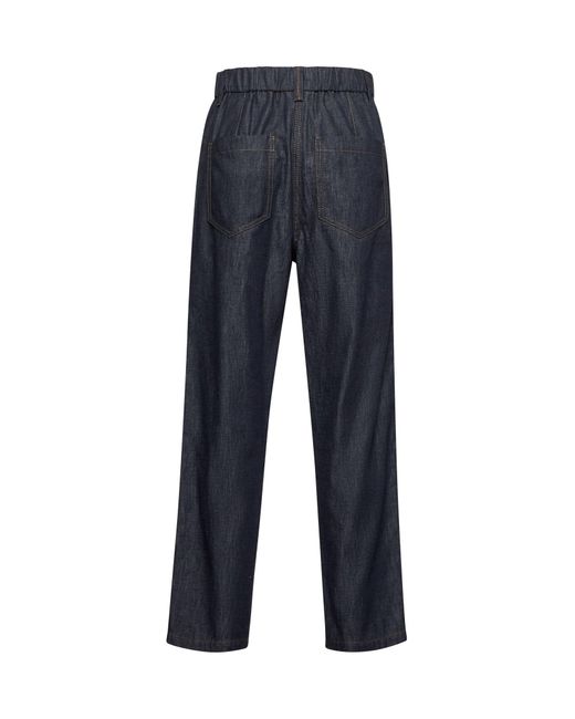 Brunello Cucinelli Blue Denim Five-Pocket Trousers