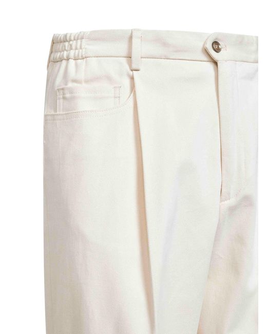D 40 White Ivory Stretch Moleskin Bricklane Trousers for men