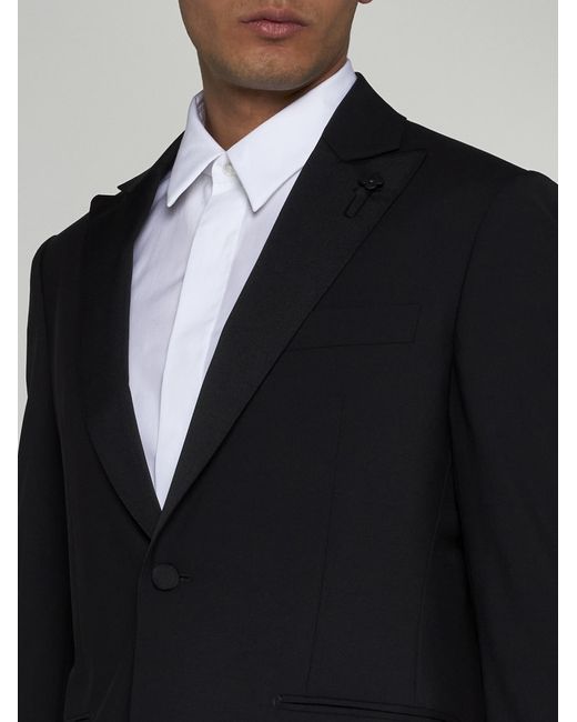 Lardini Black Wool Single-breasted Tuxedo for men