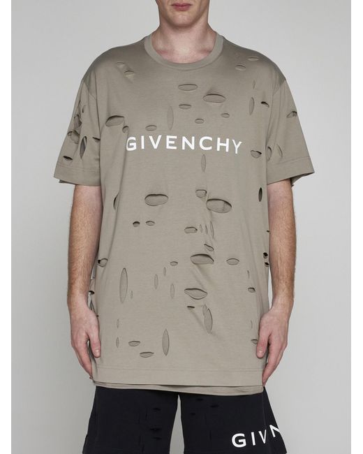 Givenchy Gray Logo Cotton Oversized T-shirt for men