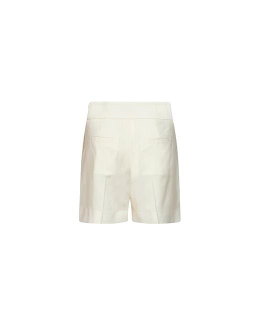 Max Mara White Ivory Lightweight Wool Canvas Mxmpittura Shorts