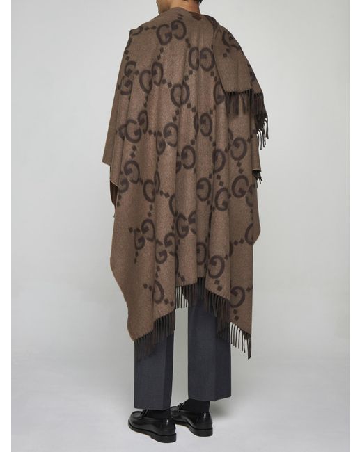 Gucci Brown GG Cashmere Reversible Poncho for men