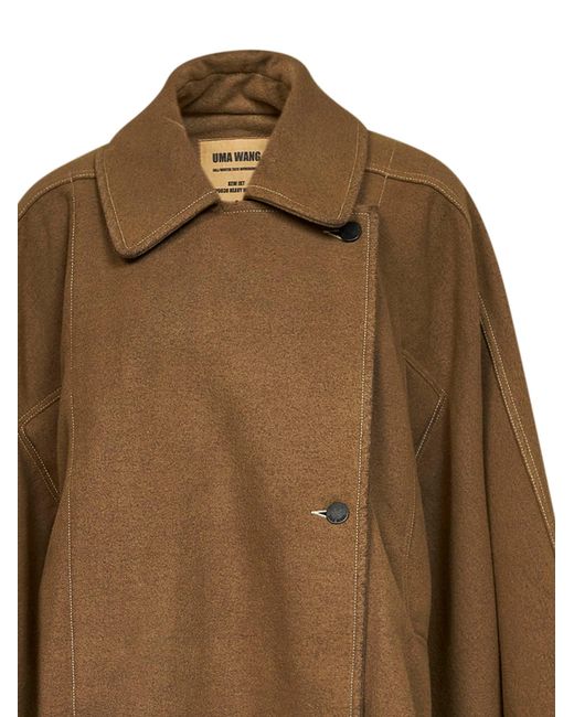 Uma Wang Brown Tan Wool Blend Kew Asymmetric Cape-Style Jacket