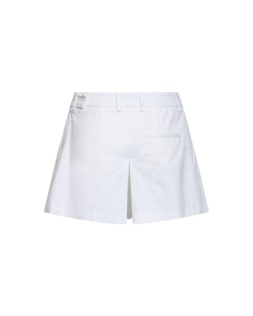 Blanca Vita White Stretch Cotton Seltz Pleated Shorts