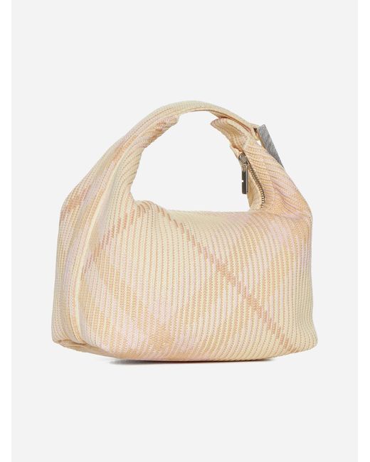 Burberry Natural Peg Check Fabric Mini Bag